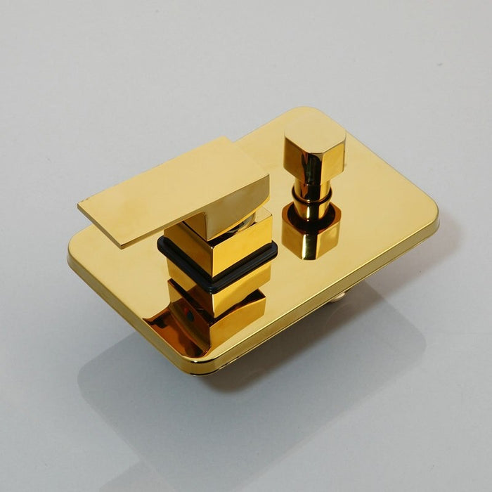Golden Plated Solid Brass Waterfall Bathroom Shower Set