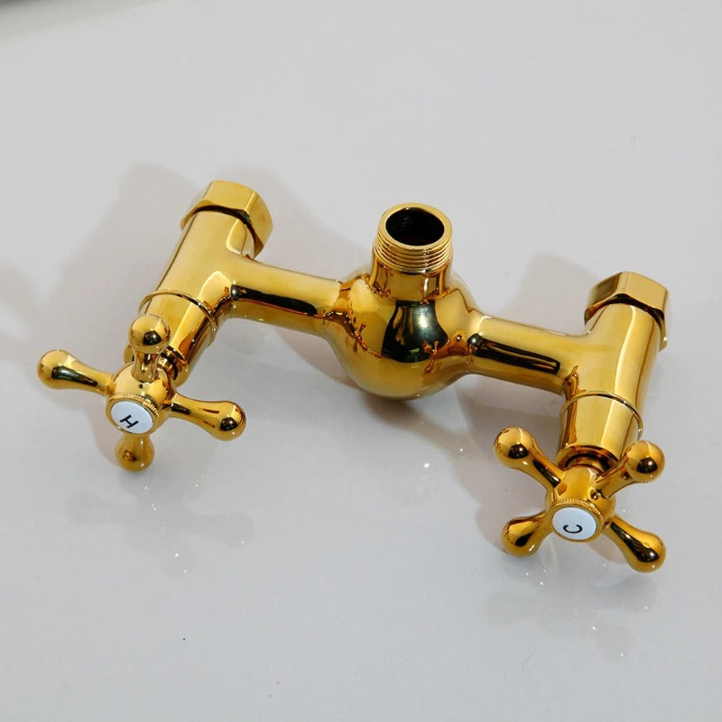 Golden Plated Style Ceramic Handle Faucet Set