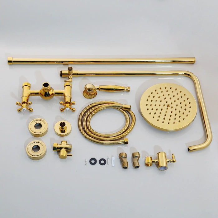 Golden Plated Style Ceramic Handle Faucet Set