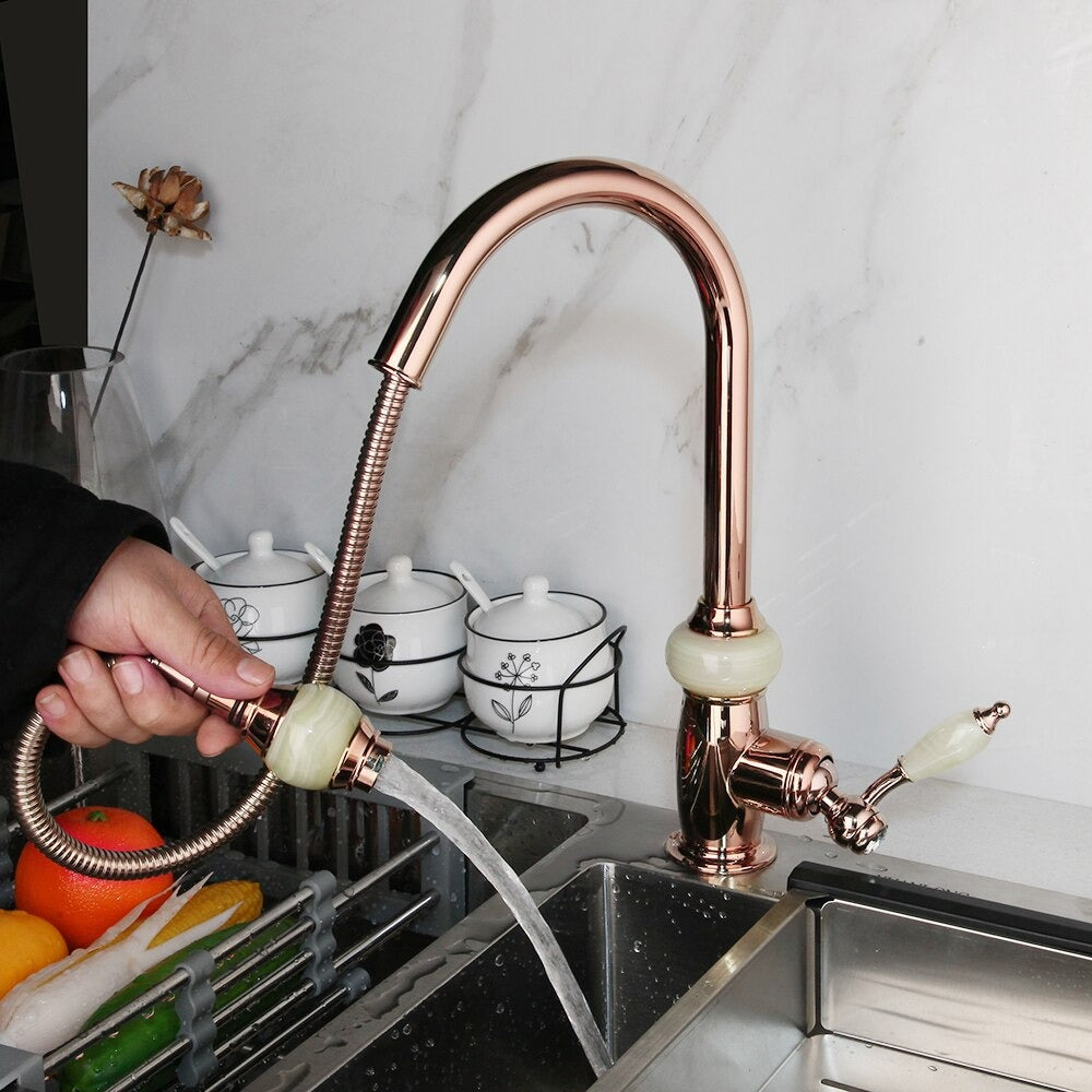 Golden Plated Swivel Pull Out Faucet