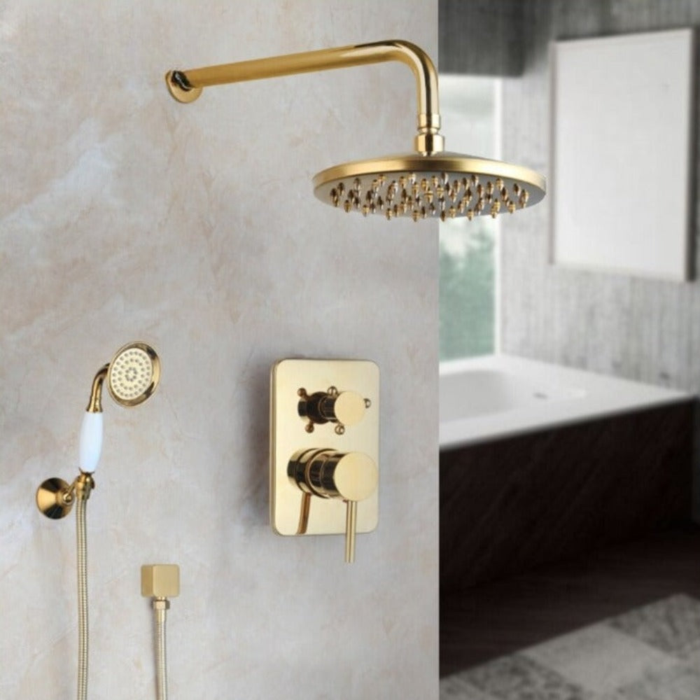 Golden Plated Wall Mounted Bathtub Two Function Shower Set