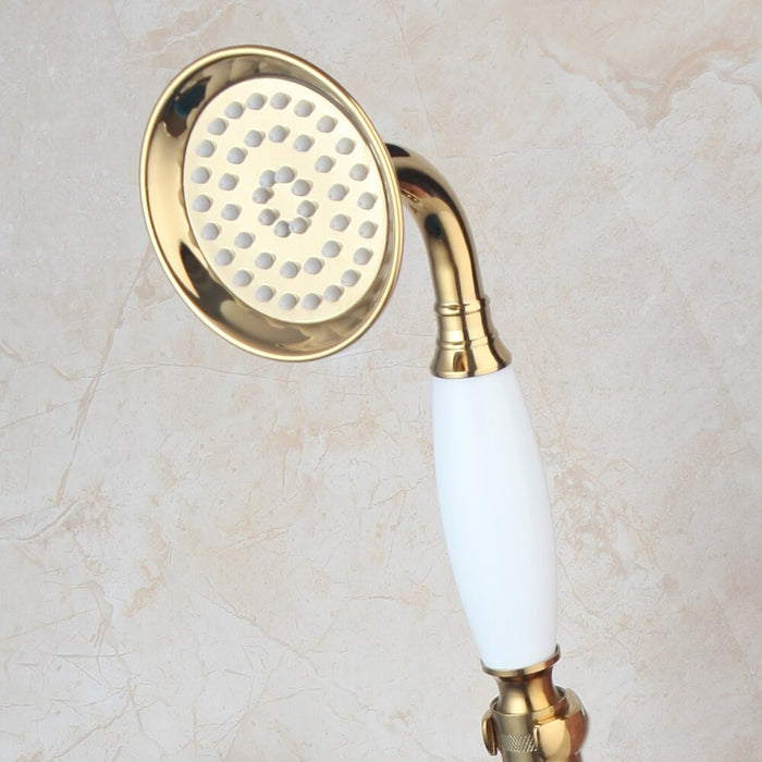 Golden Plated Wall Mounted Bathtub Two Function Shower Set