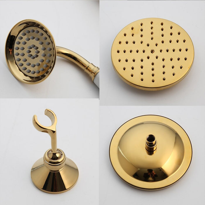 Golden Plated Wall Mounted Bathtub Two Function Shower Set