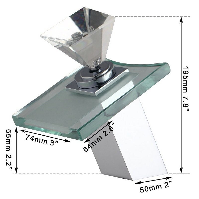 LED Light Waterfall Glass Sink Faucet