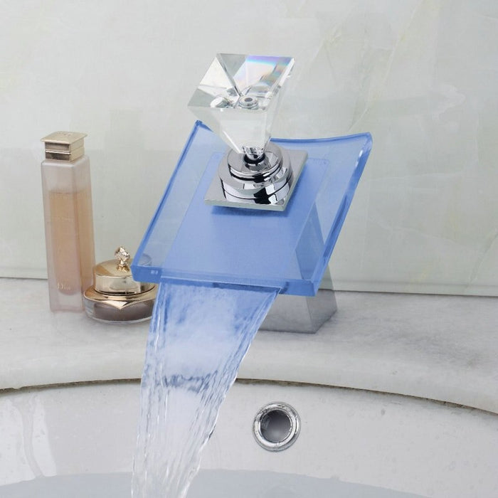 LED Light Waterfall Glass Sink Faucet