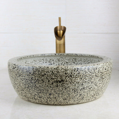 Tempered Ceramic Hand Painted Washbasin With Waterfall Faucet