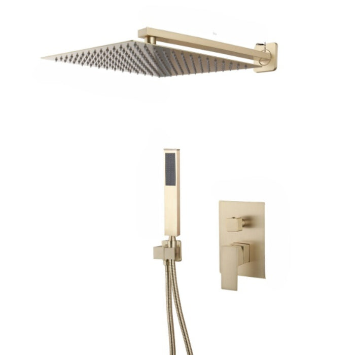 Brushed Gold Wall Mounted Rainfall Bathroom Shower Set