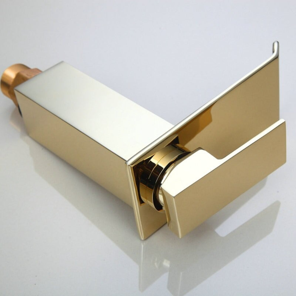 Luxury Golden Brass Waterfall Sink Mixer Faucet