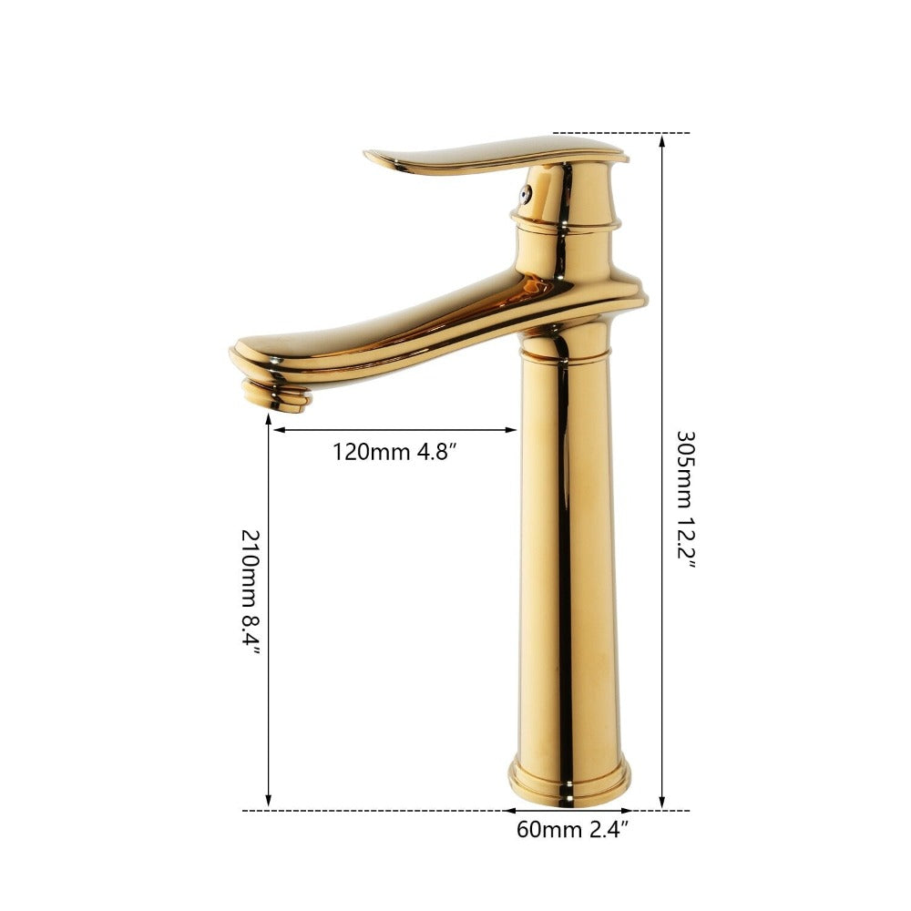 Luxury Golden Polished Bathroom Basin Sink Mixer Faucet