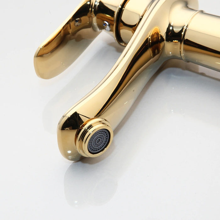 Luxury Golden Polished Bathroom Basin Sink Mixer Faucet