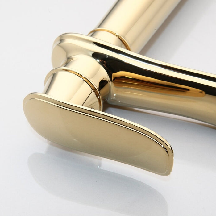 Luxury Golden Polished Bathroom Basin Sink Mixer Faucet