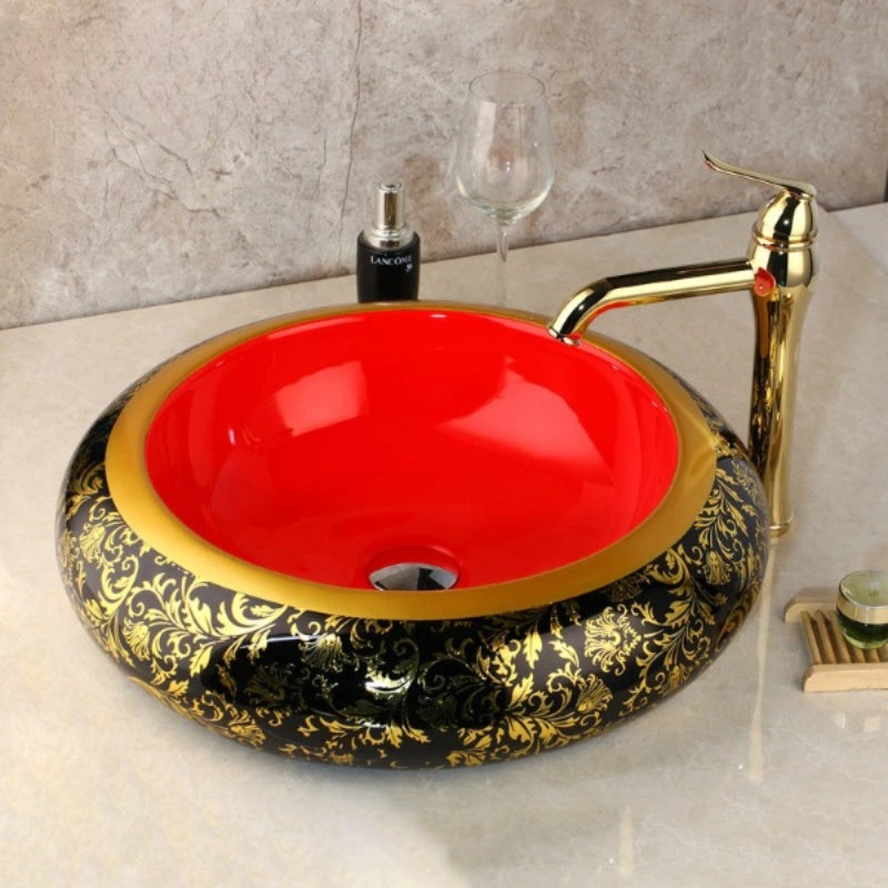 Luxury Golden Painted Glaze Basin Faucet Set