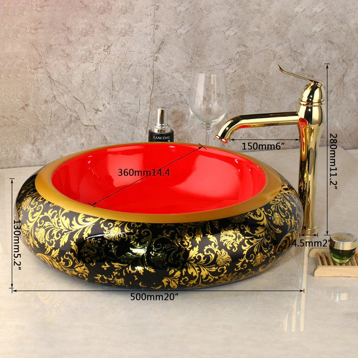 Luxury Golden Painted Glaze Basin Faucet Set