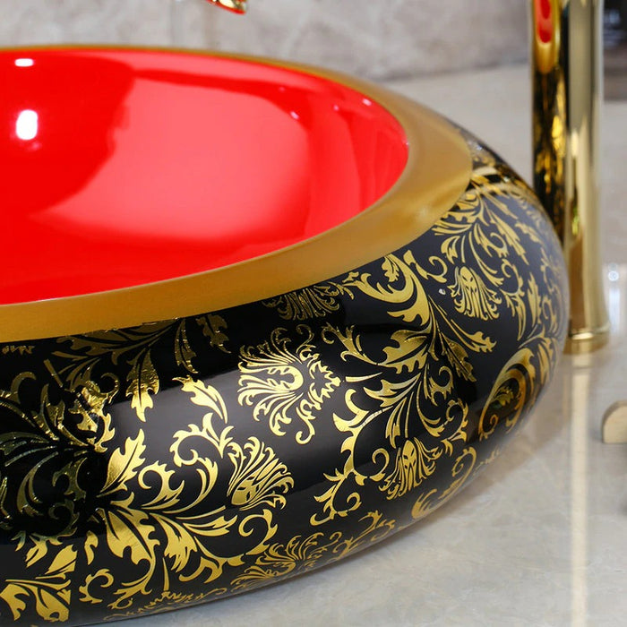 Luxury Golden Painted Glaze Basin Faucet Set