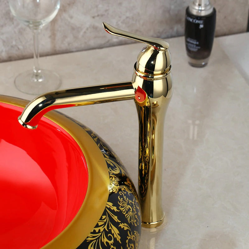 Luxury Golden Painted Glaze Basin Faucet Set