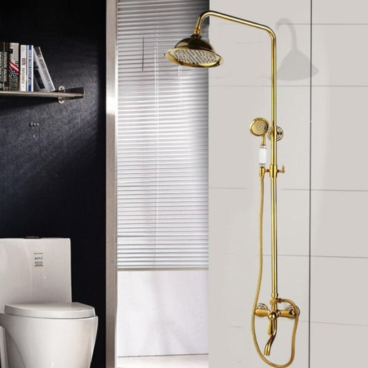 Luxury Wall Mounted Gold Plated Single Handle Shower Set