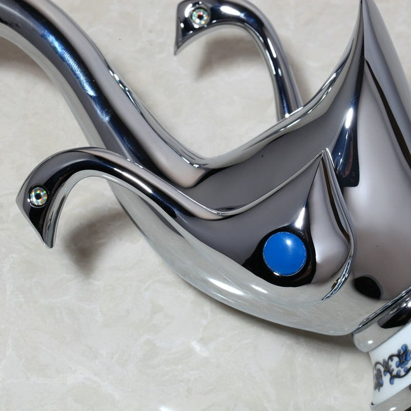 Polished Chrome Mandarin Duck Design Basin Sink Faucet