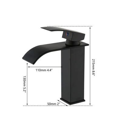 Matte Black Basin Sink Mixer Waterfall Bathroom Faucet