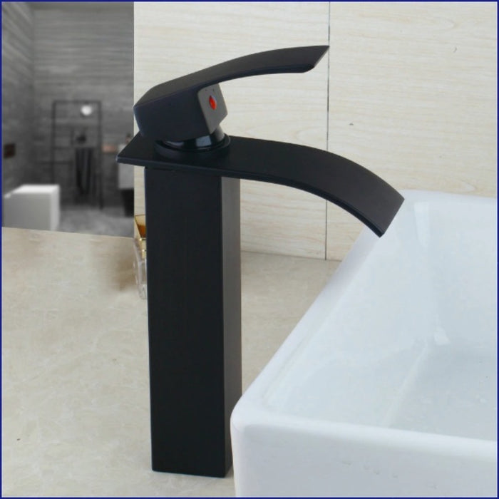 Matte Black ORB Waterfall Countertop Single Handle Faucet