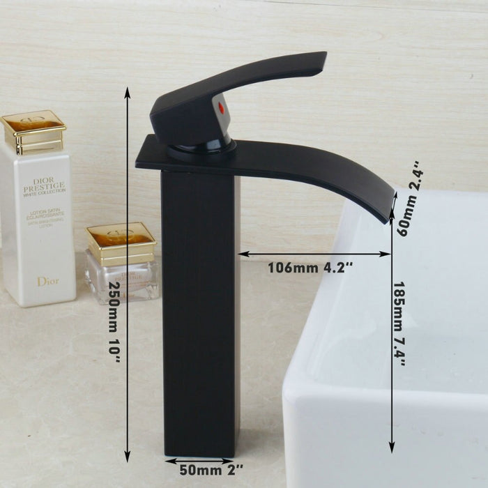 Matte Black ORB Waterfall Countertop Single Handle Faucet