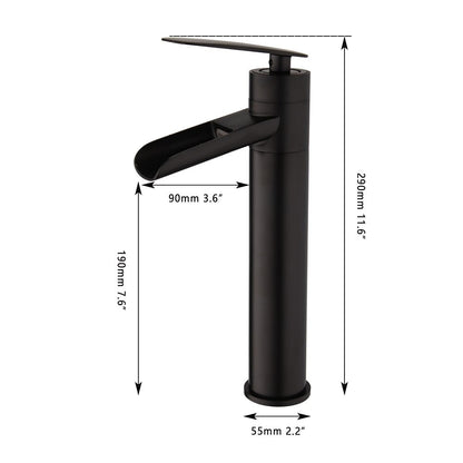 Unique Design Matte Black Sink Waterfall Mixer Faucet