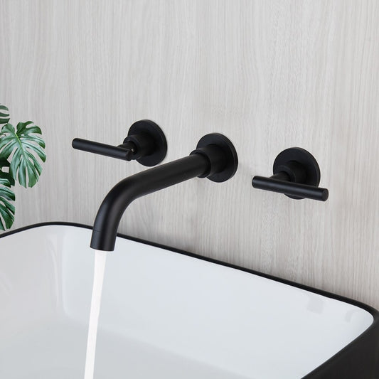 Matte Black Wall Mounted Faucet Spray Mixer Tap