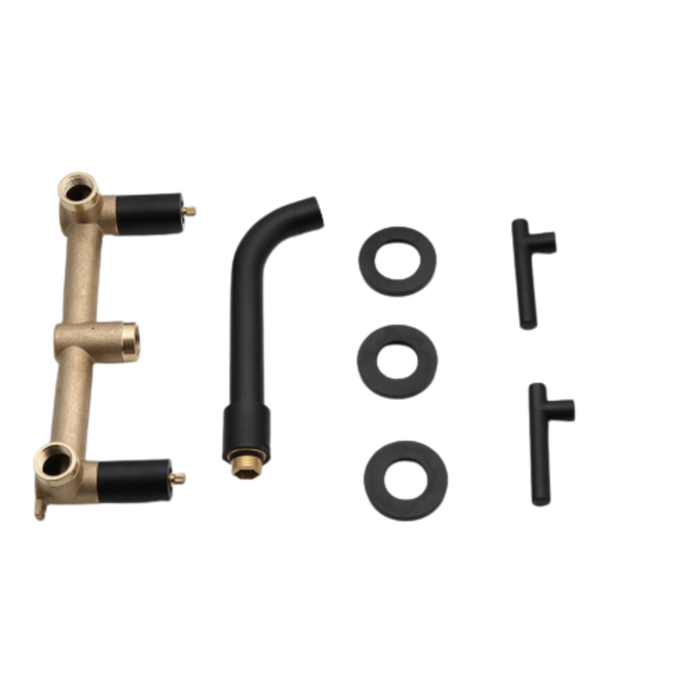 Matte Black Wall Mounted Faucet Spray Mixer Tap