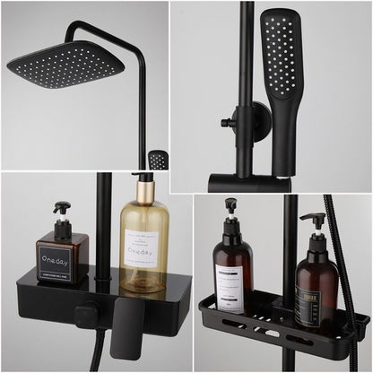 Matte Black Wall Mounted Rainfall Shower Head Faucet Set