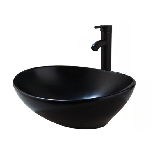 Hand Painted Matte Black Bowl Sink Ceramic Washbasin