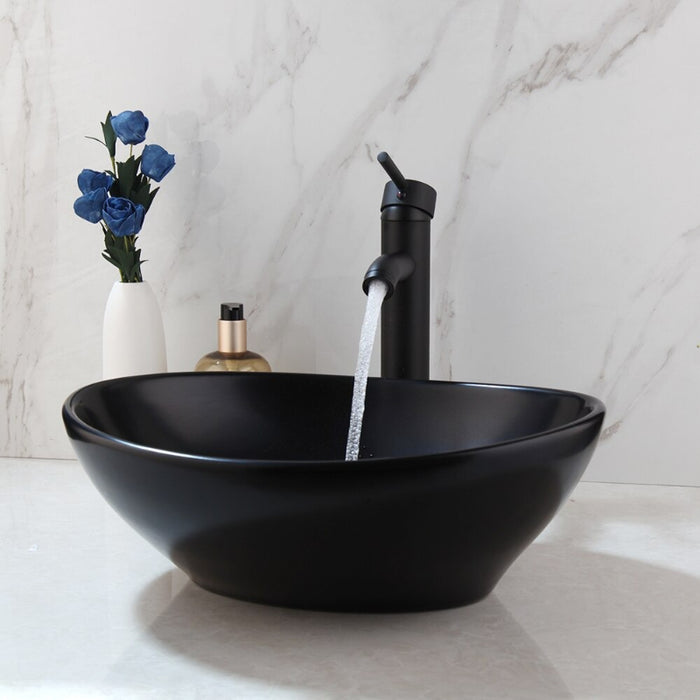 Hand Painted Matte Black Bowl Sink Ceramic Washbasin