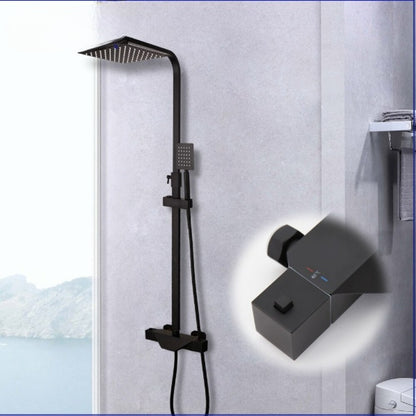 Matte Black Bathroom Wall Mount Rainfall Shower Faucet Set