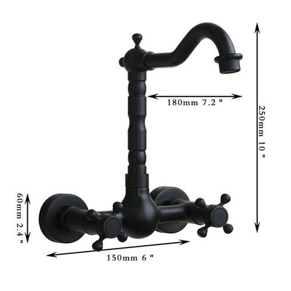 Matte Black Wall Mounted Double Handle Mixer Faucet