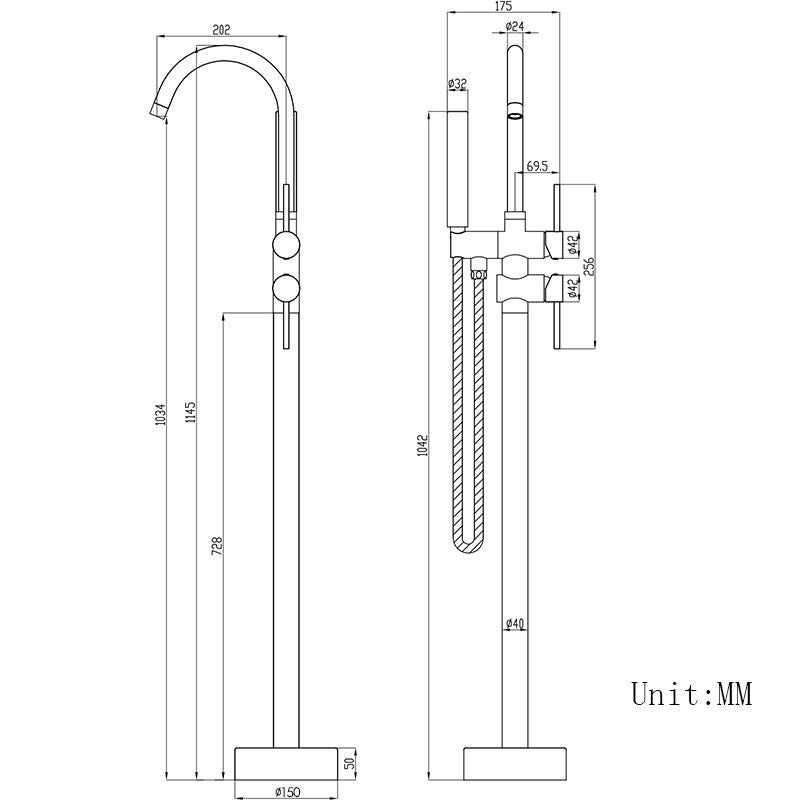 Floor Mounted Mixer Tap Bathtub Faucet Set