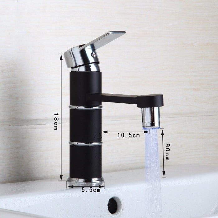 LED Matte Black Bathroom Stream Faucet
