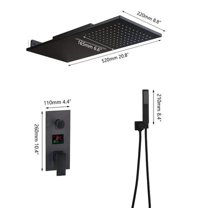 Black Wall Mounted Rainfall LED Shower Set