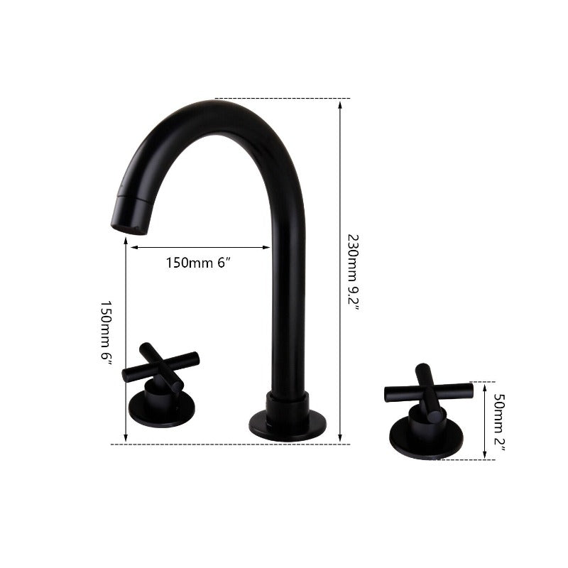 Two Handles Deck Mounted Bathroom Basin Faucet Tap