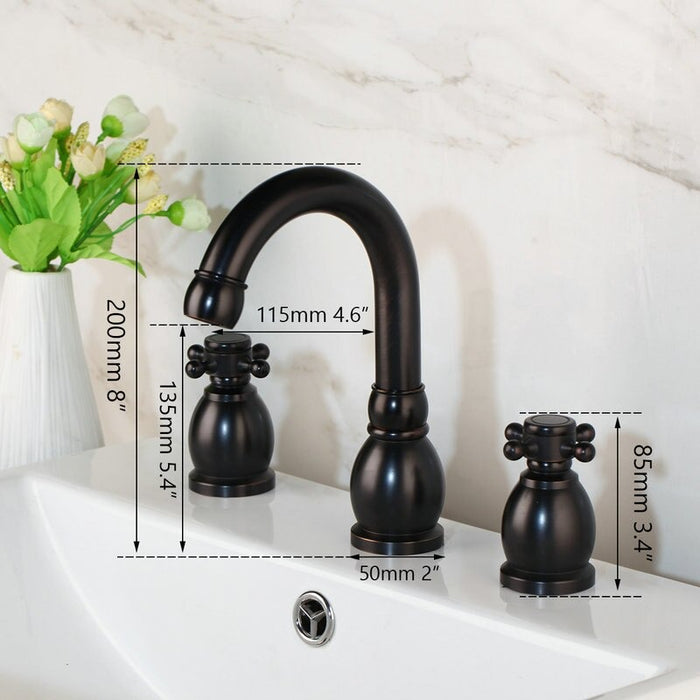 Two Handles Deck Mounted Bathroom Basin Faucet Tap