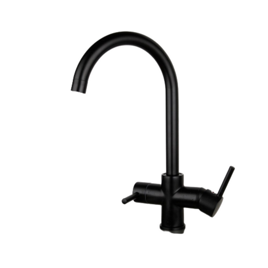 Matte-Black Swivel Dual Handles Kitchen Mixer Tap