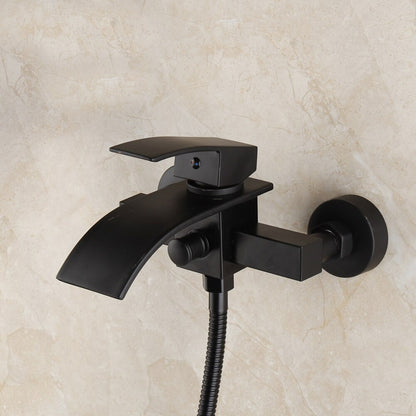 Matte Black Wall Mounted Dual Handles Shower Faucet Set