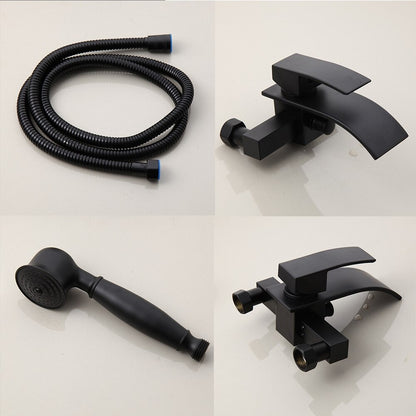 Matte Black Wall Mounted Dual Handles Shower Faucet Set