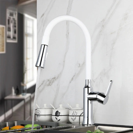 Matte White Solid Brass Mixer Pull Down Spray Faucet