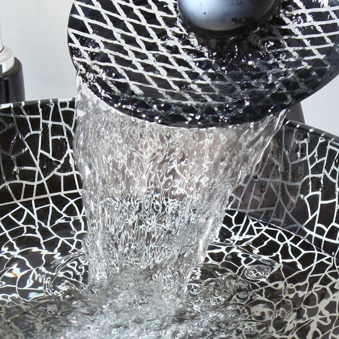 Mosaic Design Round Handmade Washbasin Faucet Set