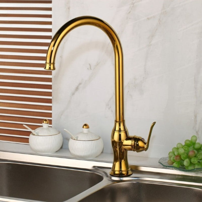 Golden Polished Basin Mixer Rotated Tap