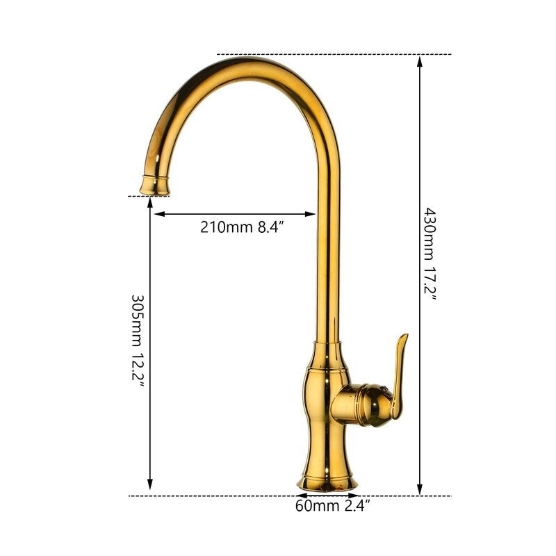 Golden Polished Basin Mixer Rotated Tap