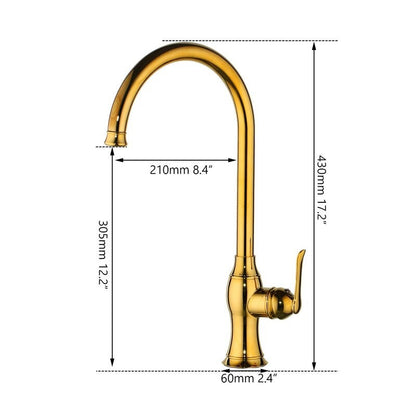 Golden Polished Basin Mixer Rotated Tap