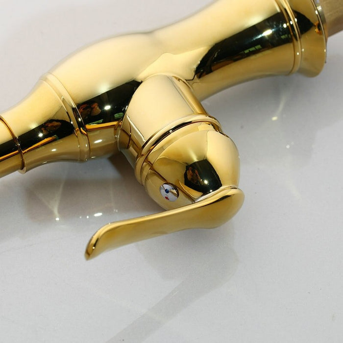 Golden Polished Basin Mixer Rotated Tap