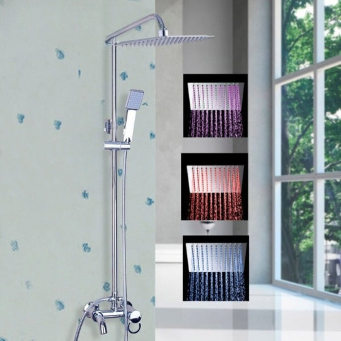 Wall Mounted LED Dual Handles Bathroom Shower Set