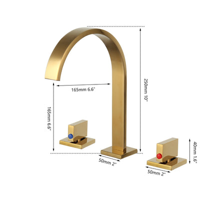 Dual-Handle Solid Brass Flat Widespread Mixer Basin Faucet