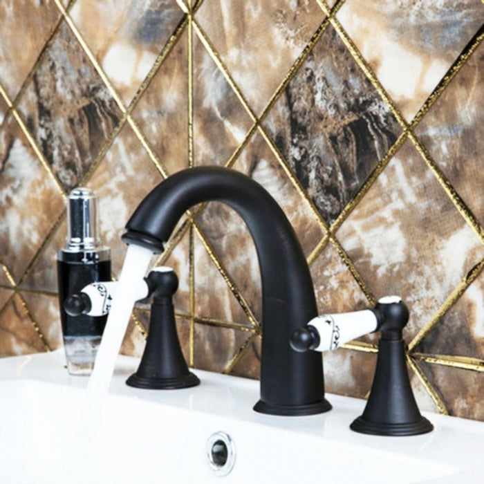 3 Pcs Black Brass Sink Mixer Faucet