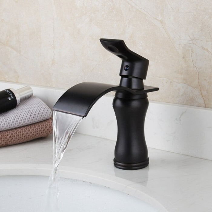 Simple Design Black Sink Mixer Waterfall Faucet